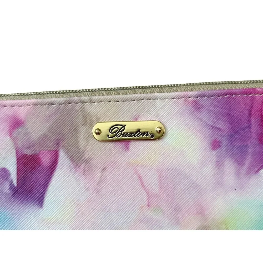 Buxton Wallet Tie Dye Organizer Clutch Zip Around Faux Leather Card Holder NWOT